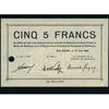 Mulhouse 5 Francs Mulhouse, chambre de commerce, le 17 Juin 1940, billet de cinq 5 Francs, série C N°016137, percé pour annulation, K.069 Neuf -