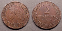 France 2 Centimes 2 Centimes Cérès (oudiné) 1878 A, Gad.105 TTB à SUP -