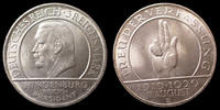 Allemagne, Deutschland, Weimar republik, republiqu 3 Reichsmark 3 Reichsmark 1929 D Verfassung, Weimar Républik, République de Weimar, J.340 petites traces sinon SUP+ -