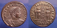 Roman Empire follis ou nummus CONSTANTINUS II Caesar, CONSTANTIN II César, follis ou nummus Alexandrie en 333-335, Gloria Exercitus, 18mm, 2,86g, RIC 59 SPL b -