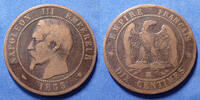 France 10 centimes NAPOLEON III, 10 centimes 1855 MA Marseille, Gad.248 B à TB -