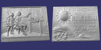 Jean Jacques ROUSSEAU Jean Jacques Rousseau, plaquette en aluminium de 45x35mm, I2e centenaire 1712-1912, citoyen de Genève, SUP -