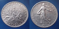 France 1 Franc 1 Franc semeuse de Roty 1909, Gad.647 TTB -