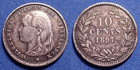 Pays bas, netherland, Hollande, Holland 10 cents Pays Bas, Netherland, Wilhelmina, 10 cents 1897, KM.115 TTB patine -