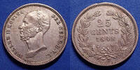 Pays bas, netherland, Hollande, Holland 25 cents Pays Bas, Netherland, Wilhelm II, 25 cents 1848, KM.76 coups sur tranche sinon TTB+ -