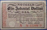 Allemagne, Deutschland, Biebrich am Rhein dollar Biebrich am Rhein, Allemagne, Deutschland, notgeld 1/10e de dollar November 1923 industregemeinschaft, Muller 420 TTB -