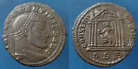 Roman Empire follis Maxentius, Maxence, follis Rome en 308-310, Temple à 6 colonnes, 24/25mm, 7,17 grms, RIC.210 TTB/TTB+ -