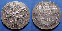 Arts décoratifs Arts décoratifs, médaille en argent de 35mm, poinçon corne argent, 17,70 grms, petits coups sur tranche sinon TTB+ - silver -