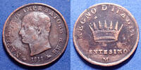 Italie, Italia, Italien 1 centesimo Italie, Italia, Napoléon I, regno d'Italia, 1 centesimo 1811 M, TB -
