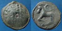 Sequani, Sequanes potin SEQUANI, SEQUANES, potin à la grosse tête laurée, cheval à gauche, la queue relevée formant un annelet pointé, LT.5396 Var.19mm, -