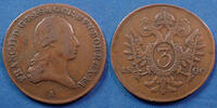 Autriche, Osterreich, Austria Osterreich, Autriche, Franz II, 3 kreuzers 1800 A Wien, Vienne, KM.2115 TTB -