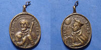 Religion, Religiose, medaille Religion, religiose, médaille du 17e siècle, St François Xavier et Ignatus de Loyola, frères missionnaires, 23x33,2mm (Ht avec b -