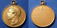 NAPOLEON III Napoléon III, médaille en cuivre doré à l'or fin, avec bélière, Honneur aux hommes de cur, poinçon main cuivre, A.Mire, 50mm, 6 -