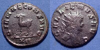 Roman Empire antoninien GALLIENUS, GALLIEN, antoninien Rome en 267-268, Dianae Cons Aug / XII, Antilope, RIC 181, 20mm, 3,38 grms, TTB -