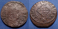 France Spain, Espagne, Barcelone, Barcelona, Louis XIV sizain 2ème type 1651, DY.1614, 22mm, 3,81g, TB à TTB -