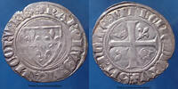 France blanc Charles VI, blanc guénar 1ère émission 11 mars 1385, variété avec 3 points autour de la croisette initiale, DY.377 Var.2,84g, TT -