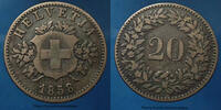 Schweiz, Switzerland, Suisse 20 rappen Schweiz, Suisse, 20 rappen 1858 B, HMZ.1207, TTB -