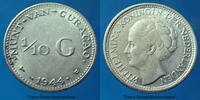 Netherland Curacao, Pays Bas Curacao gulden Netherland Curacao, Pays Bas Curacao, Wilhelmina, 1/10 de gulden 1944 D, KM 48 P.SUP -