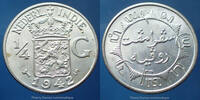 Indes Hollandaise, Netherland India gulden Netherlands India, Indes Hollandaises, 1/4 de gulden 1942 S, KM 319 petites tâches à nettoyer, SUP à FDC -