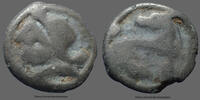 Aedui, Eduens potin Aedui, Eduens, potin au cheval avec la tête retournée, Tête casquée, DT.3208, 17mm, 2,21g, TB+ Rare! -