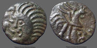 Bellovaci, Bellovaques, Pagus castulugi bronze Bellovaques, Bellovaci, bronze au coq et à la tête humaine, DT 509, 15/16mm, 1,82g, TTB à SUP R! -