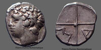 Marseille / Massalia obole Massalia, Marseille, obole vers 200-121 avant JC, tête d'Apollon, croix MA, LT 580 var., 8-10mm, 0,56g, P.SUP -