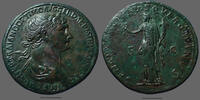 Roman Empire sestertius Trajanus, Trajan, sestertius Rome en 116, Senatus Populusque Que Romanus SC, RIC 671, 34mm, 27,80g, traces de lissage, SUP/Q.SU -