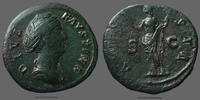 Roman Empire sesterce Faustina, Diva Faustina, Faustine sénior, sesterce Rome après 147, AUGUSTA SC, RIC 1120, 32mm, 22,91g, traces de lissage sinon T -
