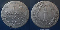 Schweiz, Suisse, Basel, Bale 1 Batzen Basel, Bâle, Schweiz, Suisse, 1 Batzen 1765, HMZ.2.10 P.TTB -