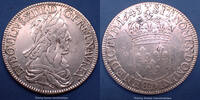 France 1/2 Ecu Louis XIII, 1/2 Ecu 2e poinçon de Warin 1643 D Lyon, G.50, 33mm, 13,50g, légèrement voilée sinon TB à TTB -