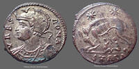 Roman Empire nummus URBS ROMA, sous Constantinus Ier, nummus Alexandria en 330-335, Louve, RIC 63, 18mm, 2,51g, avec argenture! Petite corrosion à l -