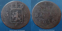 Netherland India Batavia 1 duit Netherlands Niederlande Pays Bas India Batavia 1 duit / 5 1/16e gulden 1816 KM.76a TB+ -