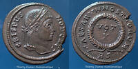Roman Empire nummus Crispus, nummus Roma en 321, Caesarum Nostrorum vot x, RIC 240, 19mm, 4,06g, SUP+ Flan épais! -