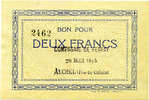 Numismatique des mines 2 francs AUCHEL, Compagnie de Ferfay, 2 francs, 20 Mai 1915, P.62.22 Q.Neuf -