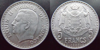 Monaco 5 francs MONACO, Louis II, 5 francs 1945 aluminium, G.135 presque SUPERBE -