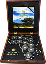 Afrika 11 Goldmünzen African Pride / Mixed Coin Set,Luxus Ausgabe Proof (PP)