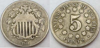 United States of America / USA 5 Cents 5 Cent Shield (1866-1883) - Five Cents -