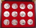 Volksrepublik China Chinesische Tierkreiszeichen - Medaillenset versilbert -