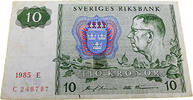 Schweden 10 Kronor Gustaf VI. Adolf auf der rechten Seite -
