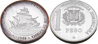 Dominikanische Republik 1 Peso / 1 Oz Segeln mit der Santa Maria, Pinta und Niña -