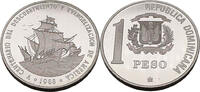 Dominikanische Republik 1 Peso Segeln mit der Santa Maria, Pinta und Niña -