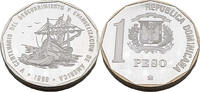 Dominikanische Republik 1 Peso / 1 Oz Landung von Kolumbus' Schiffen -