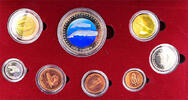 TDC, Tristan da Cunha 1/2 Penny - 1 Crown First proof Mint set von Tristan da Cunha, 1 Crown Münze mit Farbapplikation -
