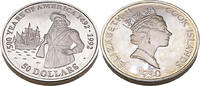 Cook Islands 50 Dollar Serie 500 Jahre Amerika 1492 - 1992, Henry Hudson -