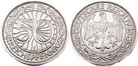Weimarer Republik 50 Reichspfennig 50 Pfennig , J.324 1938 E -