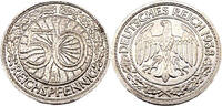 Weimarer Republik 50 Reichspfennig 50 Pfennig, J.324, 1938 J -
