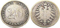 Kaiserreich 20 Pfennig 20 Pfennig,J.5 1873 A -