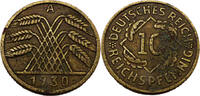 Weimarer Republik 10 Reichspfennig 10 Pfennig, J.317 -