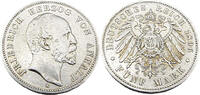 Kaiserreich Anhalt 5 Mark 1896 A 25 Jahre Herrschaft von Friedrich I. Jäger 21 VF / EF,leichte Patin
