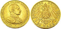 Kaiserreich Preußen 20 Mark Wilhelm II. Deutscher Kaiser König von Preussen, J.253,1914 A EF,leichte